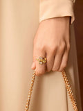 18K Gold Plated Tulip Ring With Rhinestones Glamour