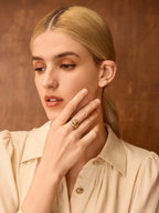 18K Gold Plated Tulip Ring With Rhinestones Glamour