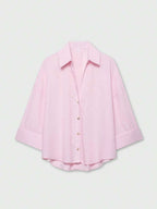 Sky Blue Button Front Shirt For Women Casual Office Everyday Wear Versatile Daily Shirt