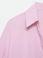 Sky Blue Button Front Shirt For Women Casual Office Everyday Wear Versatile Daily Shirt