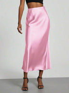 Elastic Satin Maxi Skirt