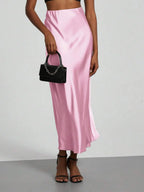 Elastic Satin Maxi Skirt