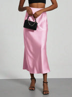 Elastic Satin Maxi Skirt