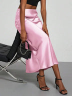 Elastic Satin Maxi Skirt