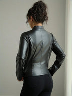 Leather Jacket Stand Collar Timeless Style For Daily Wear