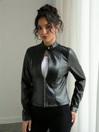 Leather Jacket Stand Collar Timeless Style For Daily Wear