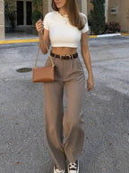 Vintage Glam High Waist Loose Pants