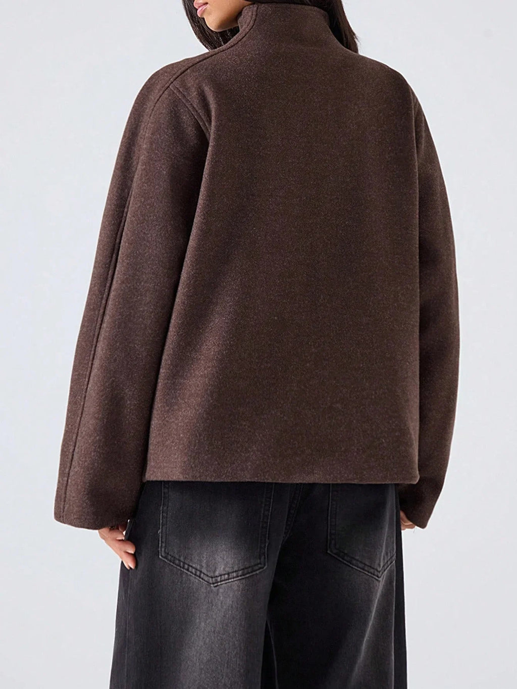 Minimalist Wool Blend Jacket Double Breasted With Pockets