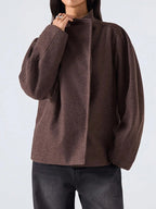 Minimalist Wool Blend Jacket Double Breasted With Pockets