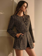 Wool Button Up Jacket All Over Print Regular Fit Chic