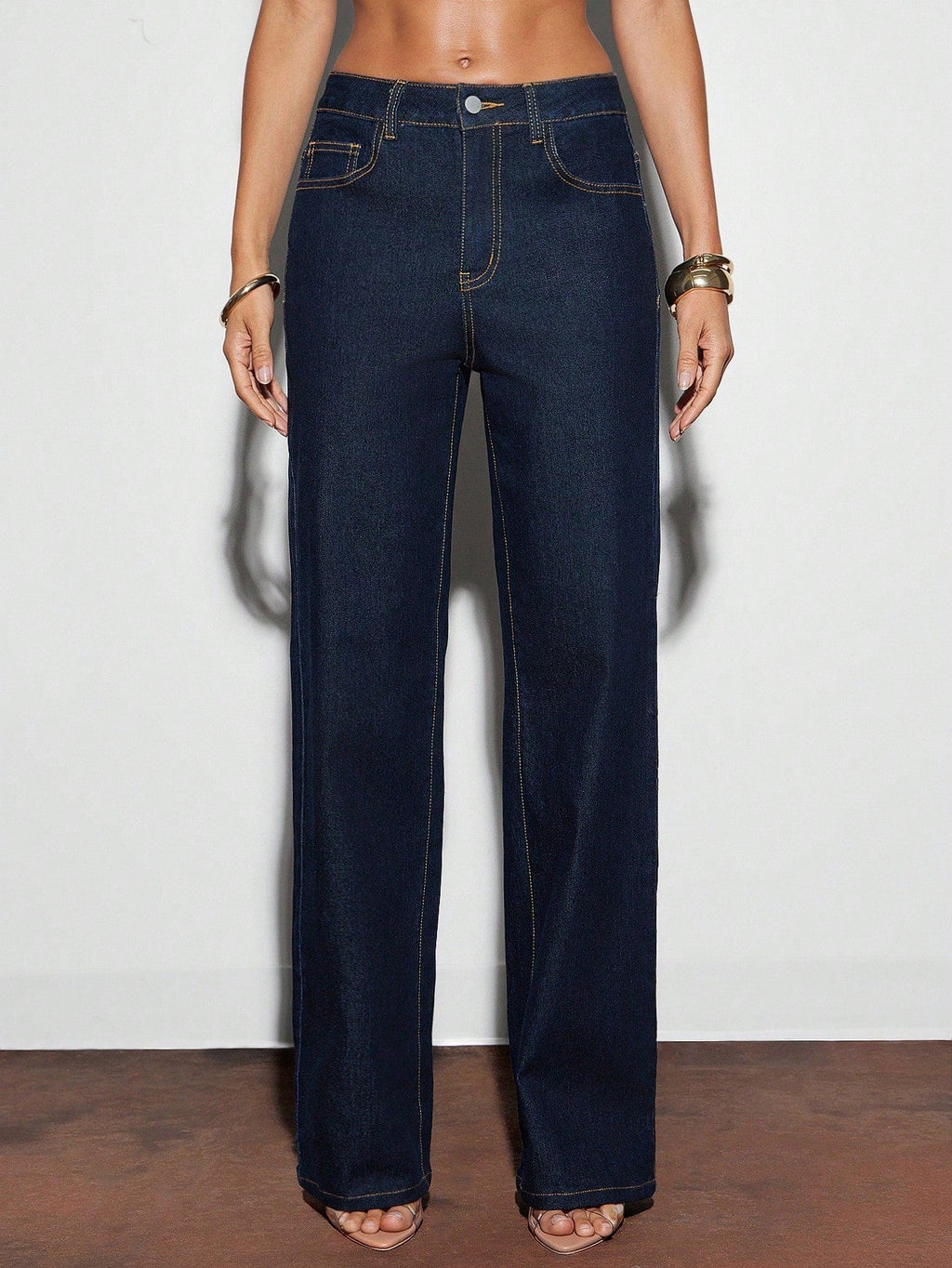 Straight Leg Dark Wash Denim Pants