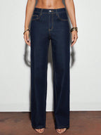 Straight Leg Dark Wash Denim Pants
