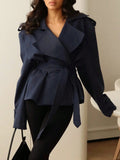 Lace Up Windbreaker With Waterfall Collar For Flattering Fit