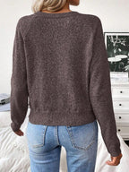 Cozy Knit Sweater With Half Zip Button Front Versatile