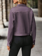 Wool Blend Jacket Crop Length Single Breasted Collar