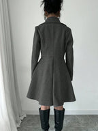 Elegant Minimalist Wool Overcoat With Waterfall Neckline