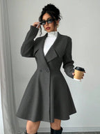 Elegant Minimalist Wool Overcoat With Waterfall Neckline
