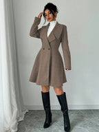Elegant Minimalist Wool Overcoat With Waterfall Neckline