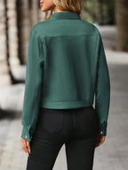 Wool Blend Jacket Crop Length Single Breasted Collar