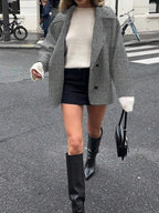 Open Shoulder Wool Jacket With High Collar And Lapel