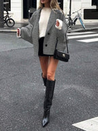 Open Shoulder Wool Jacket With High Collar And Lapel