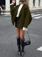 Open Shoulder Wool Jacket With High Collar And Lapel