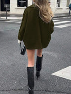 Open Shoulder Wool Jacket With High Collar And Lapel