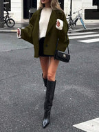 Open Shoulder Wool Jacket With High Collar And Lapel