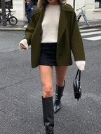 Open Shoulder Wool Jacket With High Collar And Lapel