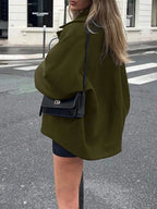 Open Shoulder Wool Jacket With High Collar And Lapel