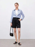 Front Button-Down Long Sleeve Shirt Versatile Elegant Chic