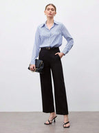Front Button-Down Long Sleeve Shirt Versatile Elegant Chic