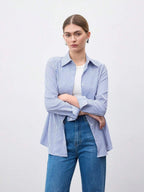 Front Button-Down Long Sleeve Shirt Versatile Elegant Chic