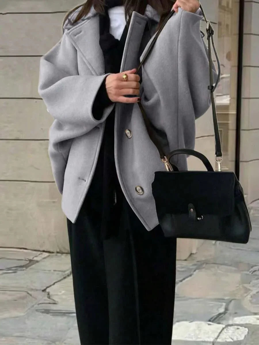 Elegant Wool Coat With Pocket Front Button Timeless Style