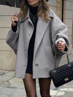 Elegant Wool Coat With Pocket Front Button Timeless Style