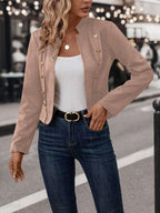 Double Breasted Short Jacket With Stand Collar Comfort