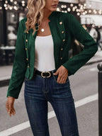 Double Breasted Short Jacket With Stand Collar Comfort