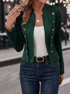 Double Breasted Short Jacket With Stand Collar Comfort
