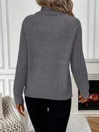 White Pointelle Hollow Out Raglan Sleeve Pullover Sweater Cozy Winter Casual Knit For Daily Wear