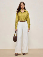Lapel Button Front Shirt With Pocket Details For Office