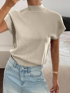 Batwing Knit Top Stand Collar