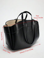 Pleated PU Tote Bag Large Capacity With Double Handles