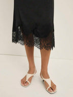 Elegant Black Asymmetrical Lace Hem Skirt With Fringe Plaid A Line For Night Out And Party Wear