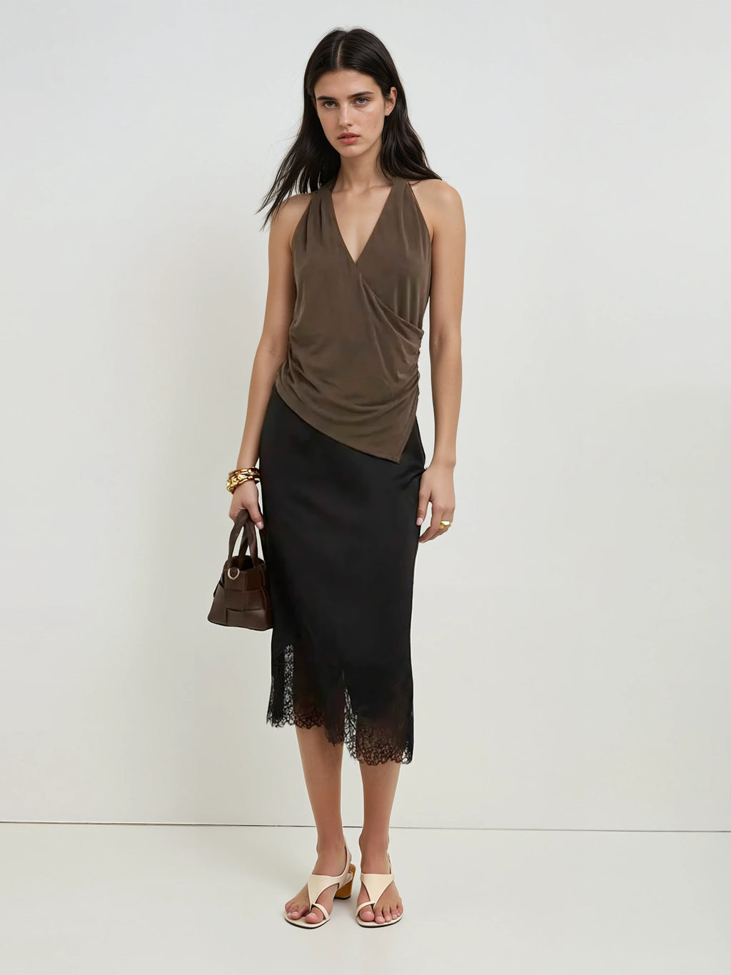 Elegant Black Asymmetrical Lace Hem Skirt With Fringe Plaid A Line For Night Out And Party Wear
