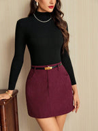 Vintage Elegant Party Pocket Skirt With Metal Button Detail