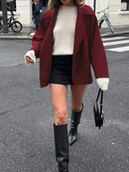 Open Shoulder Wool Jacket With High Collar And Lapel