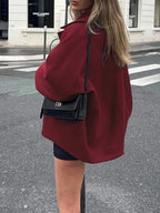 Open Shoulder Wool Jacket With High Collar And Lapel