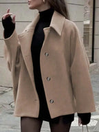 Elegant Wool Coat With Pocket Front Button Timeless Style
