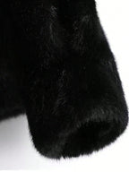 Elegant Black Faux Fur Coat For Women Stand Collar Long Sleeve Regular Fit Winter Wardrobe Essential