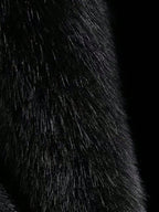 Elegant Black Faux Fur Coat For Women Stand Collar Long Sleeve Regular Fit Winter Wardrobe Essential
